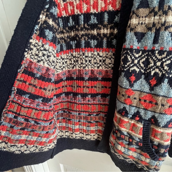 L.L. Bean Red and Blue Open Knit Cardigan With Pockets Heavy - Picture 10 of 15